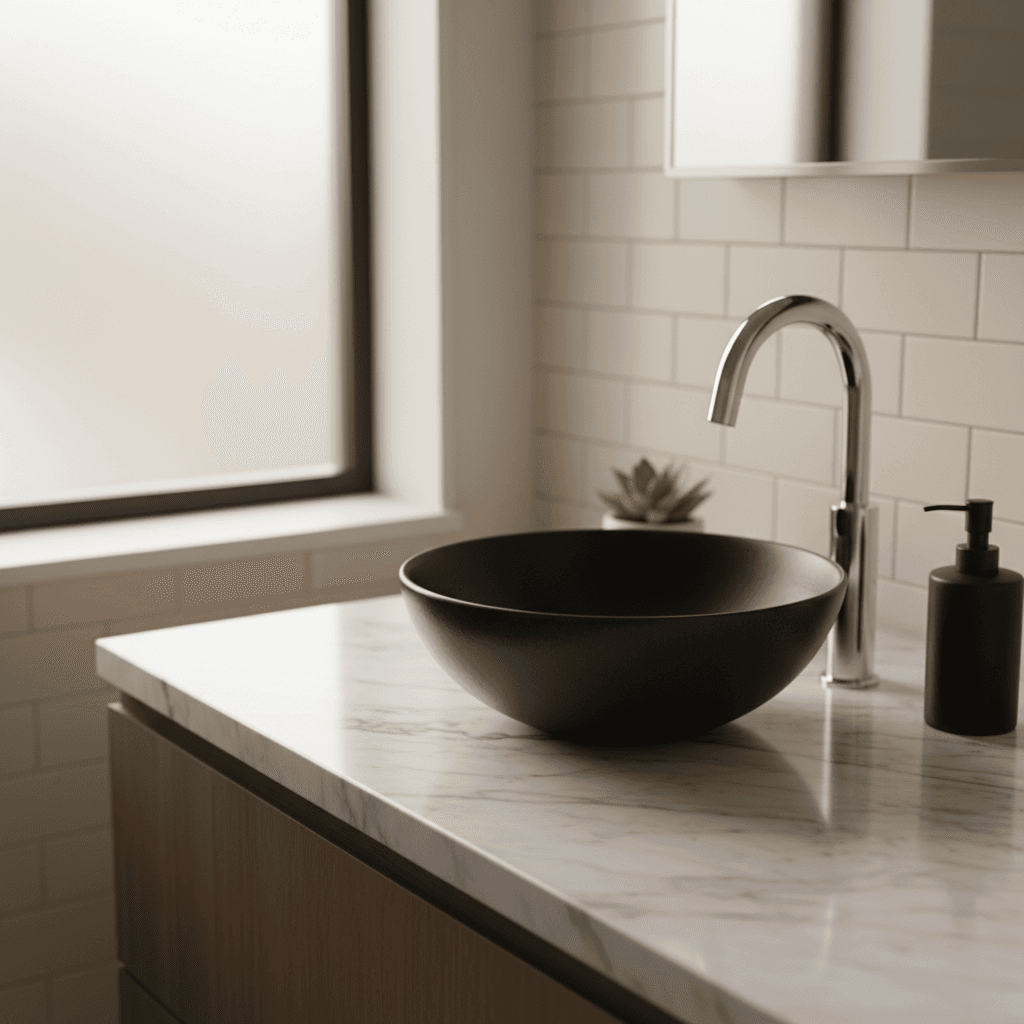 Custom bathroom vanity for tight corner space