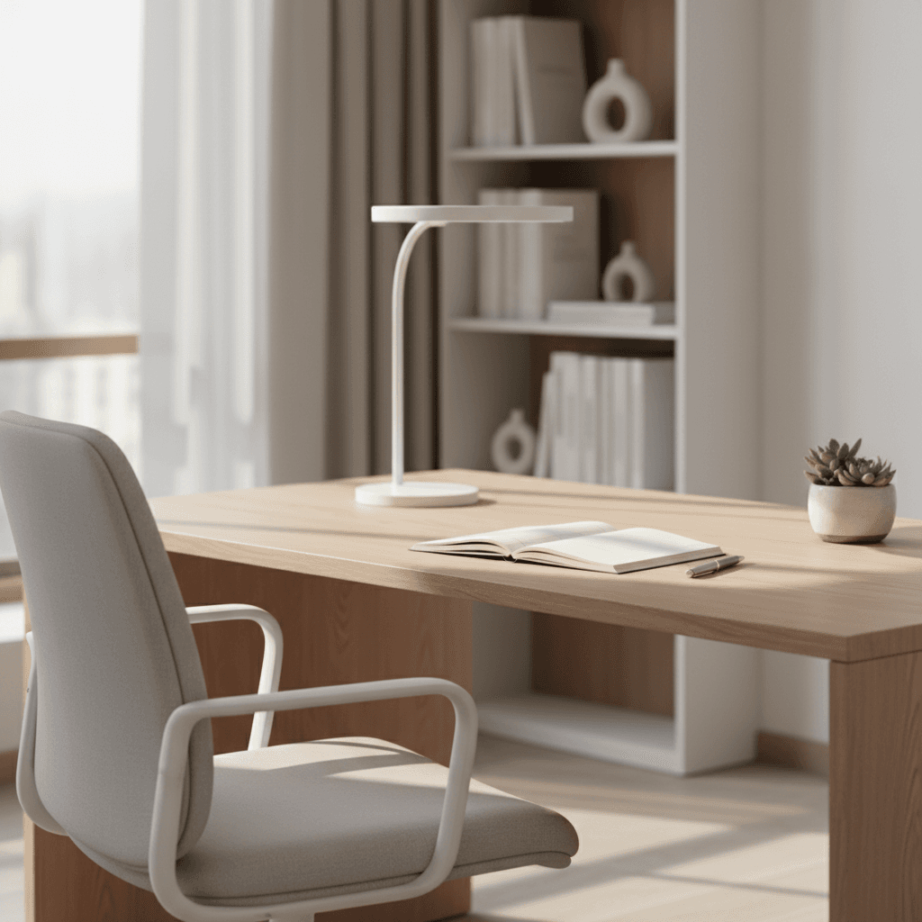 Hand-finished oak desk in a home office