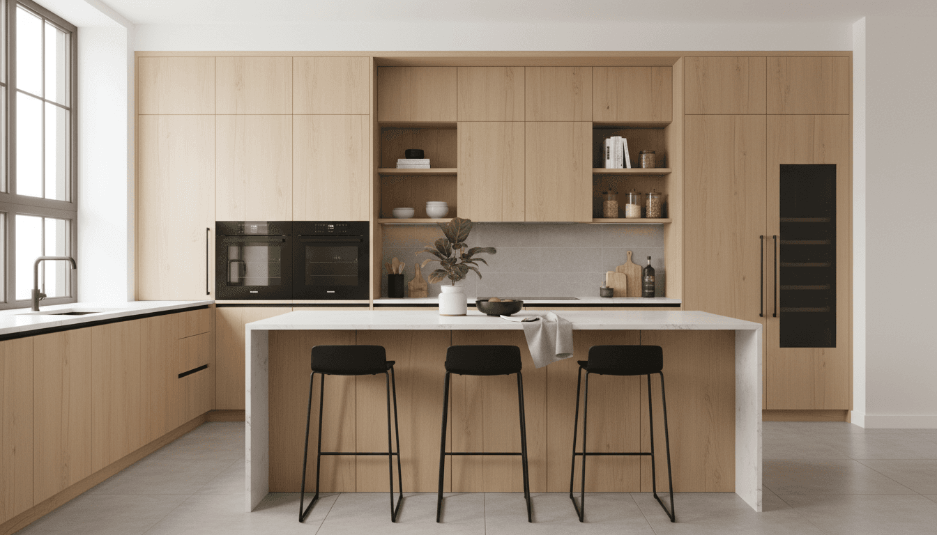 Custom corner cabinet in modern kitchen